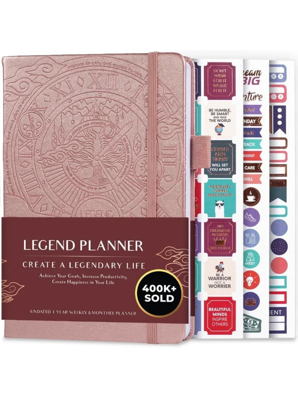 Undated A5 Goal Planner Journal - Weekly & Daily Organizer, Habit Tracker, Rose